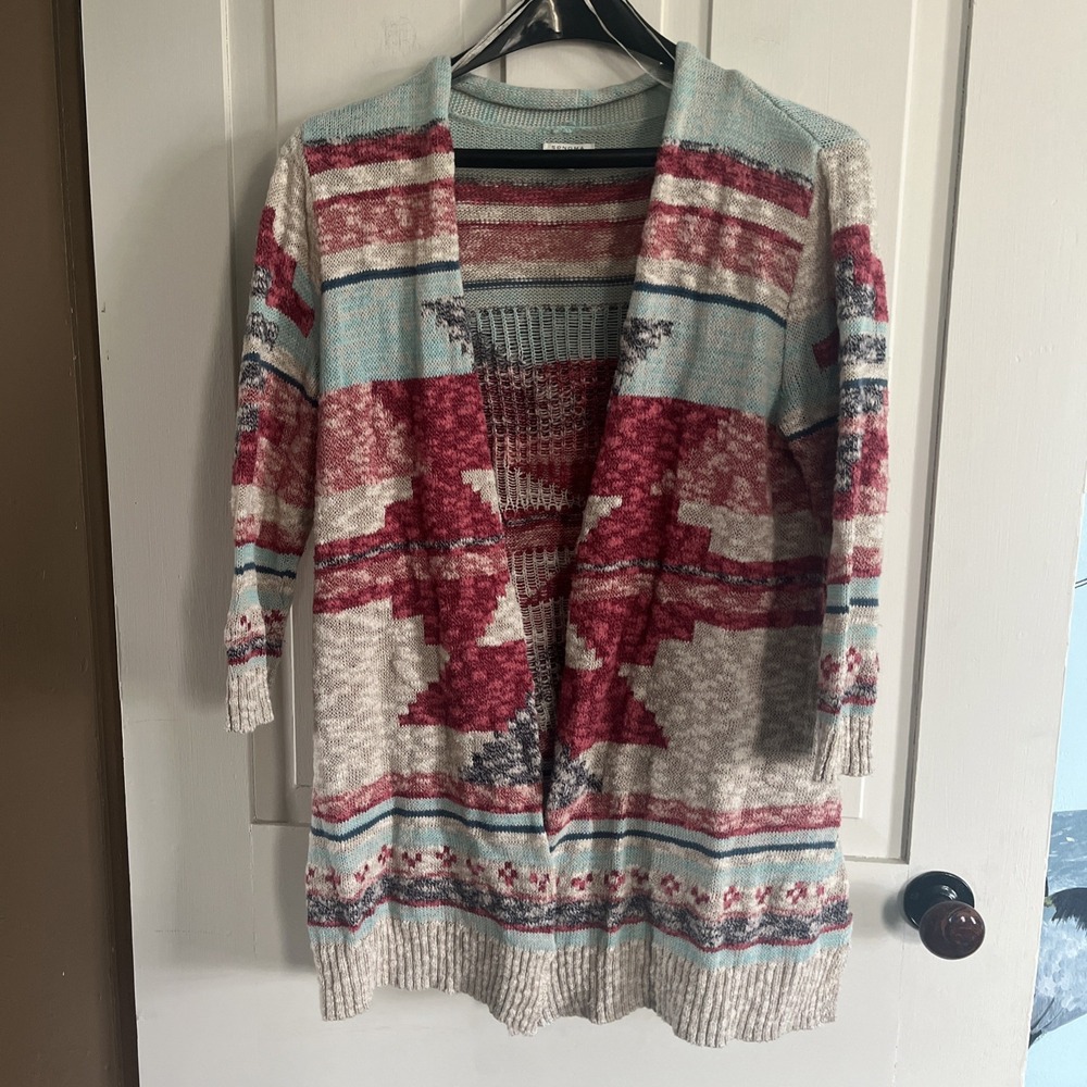 Sonoma Women's Aztec Southwestern Tribal Western Long Sweater Cardigan Medium